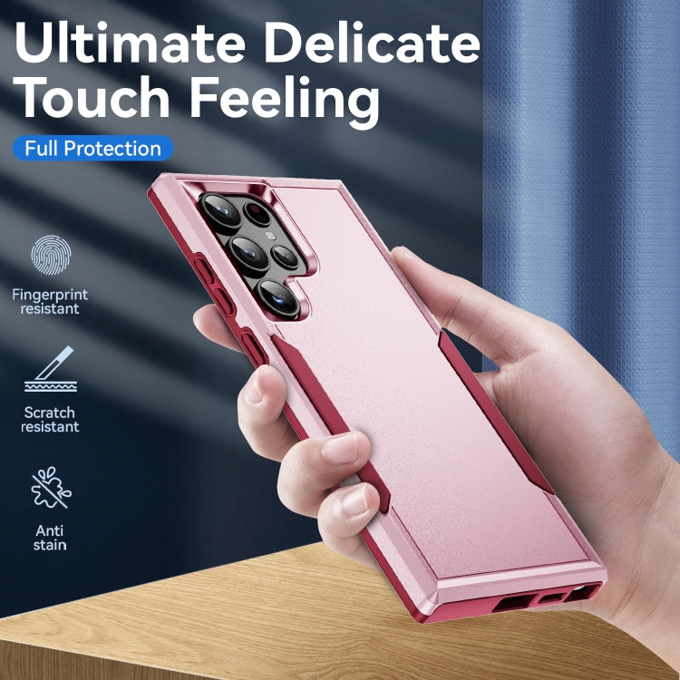 For Samsung Galaxy S24 Ultra 5G Pioneer Armor Heavy Duty PC Hybrid TPU Phone Case(Pink+Rose Red) - HoMEdemic™ 