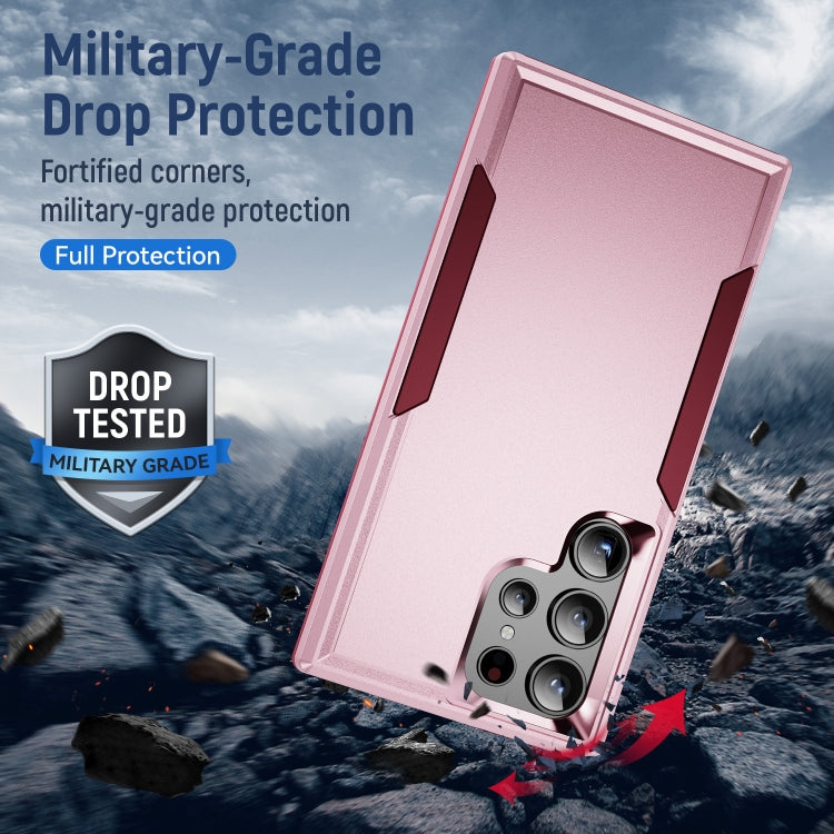 For Samsung Galaxy S24 Ultra 5G Pioneer Armor Heavy Duty PC Hybrid TPU Phone Case(Pink+Rose Red) - HoMEdemic™ 