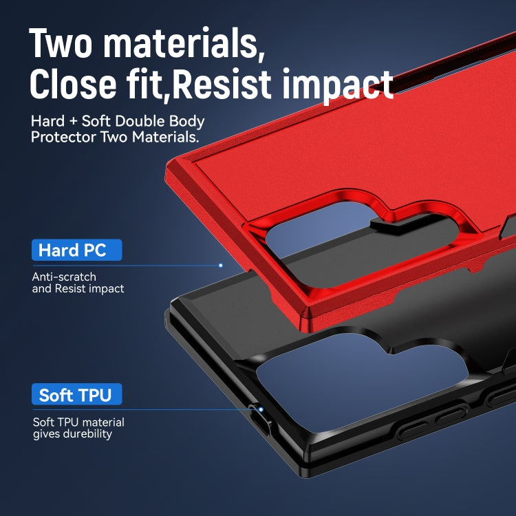 For Samsung Galaxy S24 Ultra 5G Pioneer Armor Heavy Duty PC Hybrid TPU Phone Case(Red+Black) - HoMEdemic™ 