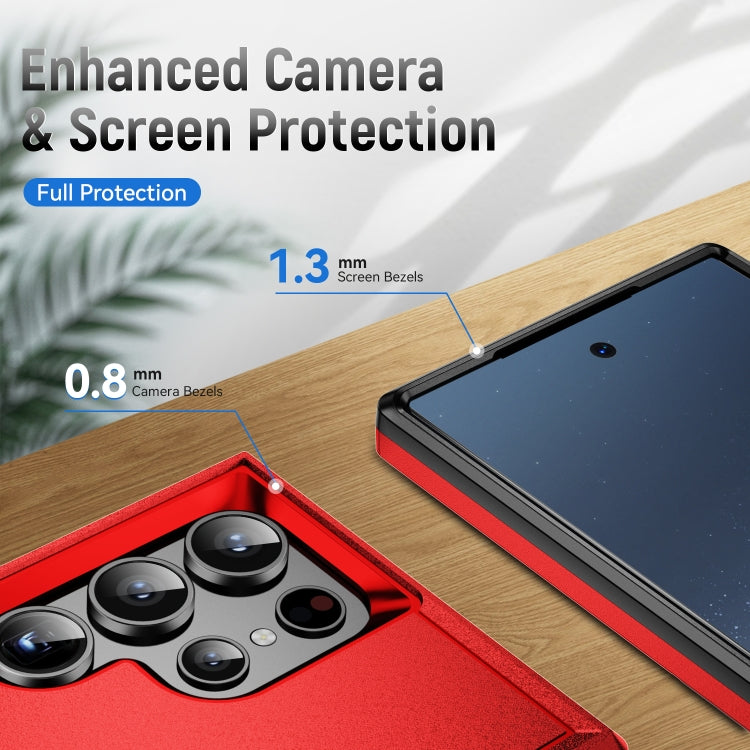 For Samsung Galaxy S24 Ultra 5G Pioneer Armor Heavy Duty PC Hybrid TPU Phone Case(Red+Black) - HoMEdemic™ 