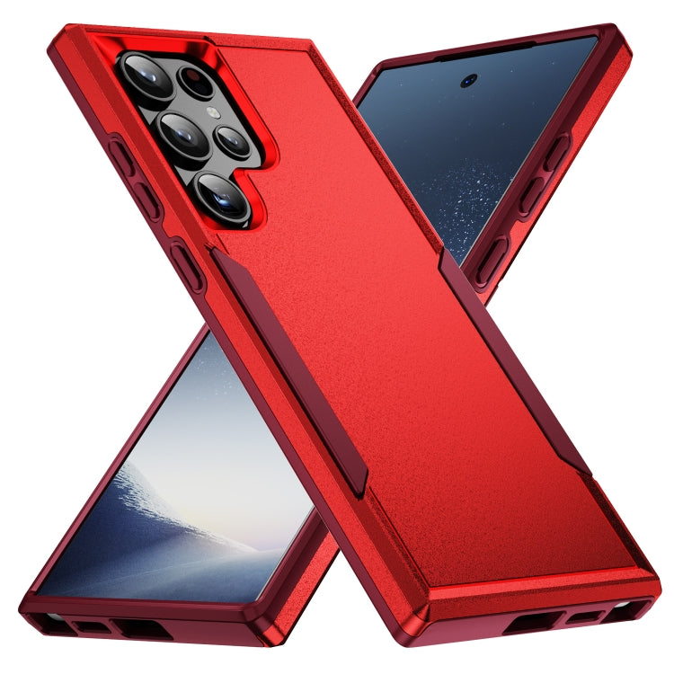 For Samsung Galaxy S24 Ultra 5G Pioneer Armor Heavy Duty PC Hybrid TPU Phone Case(Red+Rose Red) - HoMEdemic™ 