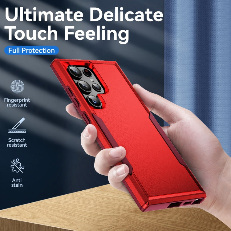For Samsung Galaxy S24 Ultra 5G Pioneer Armor Heavy Duty PC Hybrid TPU Phone Case(Red+Rose Red) - HoMEdemic™ 