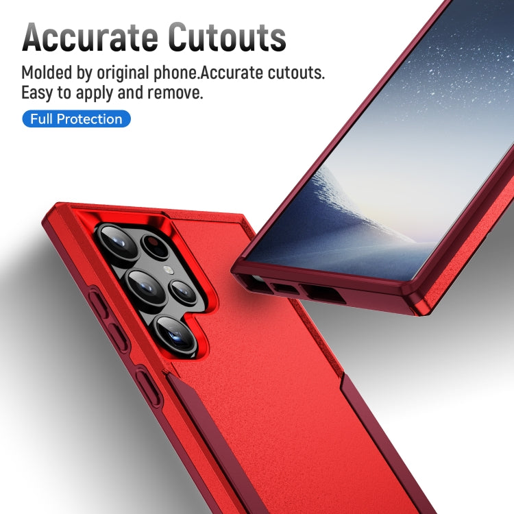 For Samsung Galaxy S24 Ultra 5G Pioneer Armor Heavy Duty PC Hybrid TPU Phone Case(Red+Rose Red) - HoMEdemic™ 