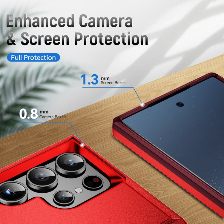 For Samsung Galaxy S24 Ultra 5G Pioneer Armor Heavy Duty PC Hybrid TPU Phone Case(Red+Rose Red) - HoMEdemic™ 