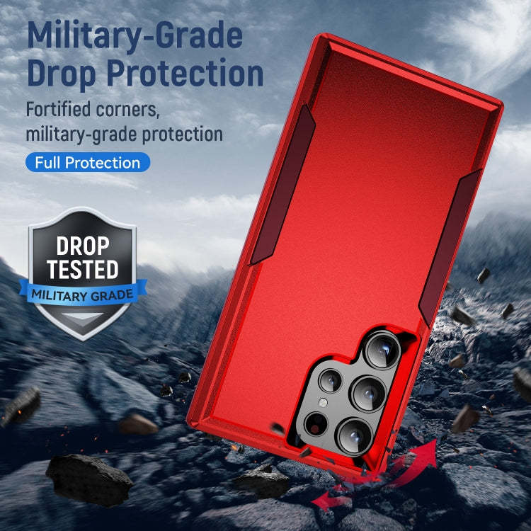For Samsung Galaxy S24 Ultra 5G Pioneer Armor Heavy Duty PC Hybrid TPU Phone Case(Red+Rose Red) - HoMEdemic™ 