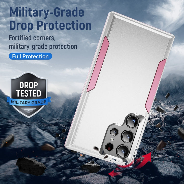 For Samsung Galaxy S24 Ultra 5G Pioneer Armor Heavy Duty PC Hybrid TPU Phone Case(White+Pink) - HoMEdemic™ 