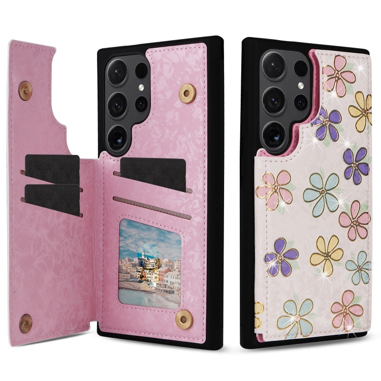 For Samsung Galaxy S24 Ultra 5G Printed Double Buckle RFID Anti-theft Phone Case(Blossoming Flowers) - HoMEdemic™ 