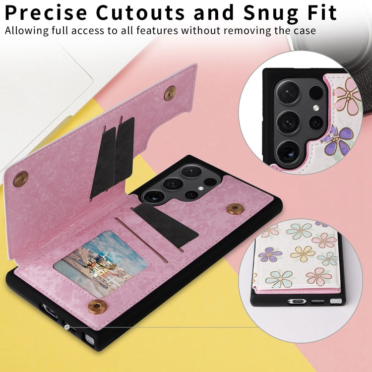 For Samsung Galaxy S24 Ultra 5G Printed Double Buckle RFID Anti-theft Phone Case(Blossoming Flowers) - HoMEdemic™ 