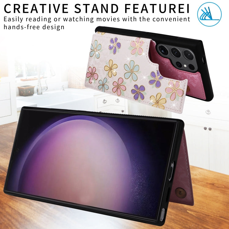 For Samsung Galaxy S24 Ultra 5G Printed Double Buckle RFID Anti-theft Phone Case(Blossoming Flowers) - HoMEdemic™ 