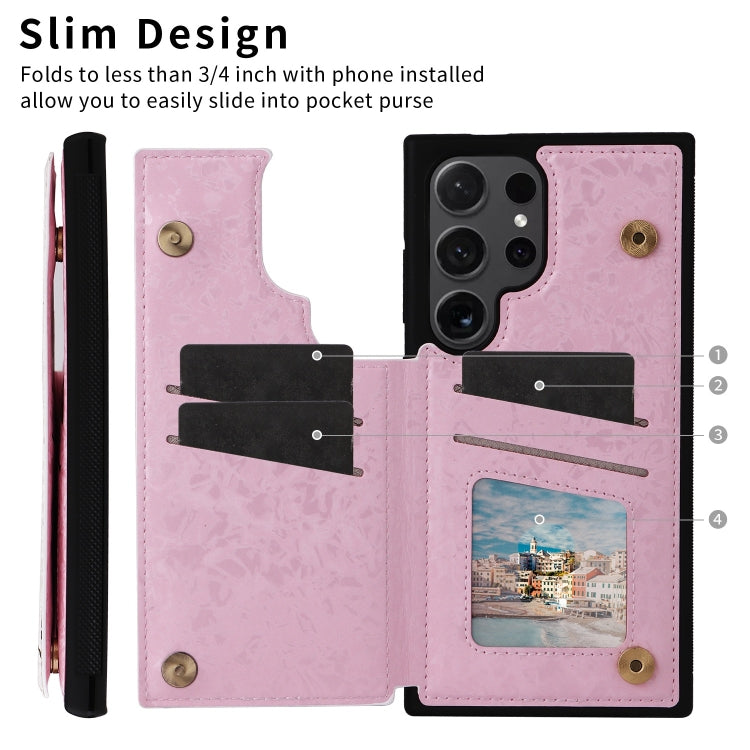 For Samsung Galaxy S24 Ultra 5G Printed Double Buckle RFID Anti-theft Phone Case(Pastoral Rose) - HoMEdemic™ 