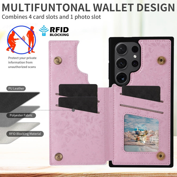 For Samsung Galaxy S24 Ultra 5G Printed Double Buckle RFID Anti-theft Phone Case(Pastoral Rose) - HoMEdemic™ 