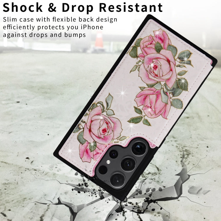 For Samsung Galaxy S24 Ultra 5G Printed Double Buckle RFID Anti-theft Phone Case(Rose) - HoMEdemic™ 