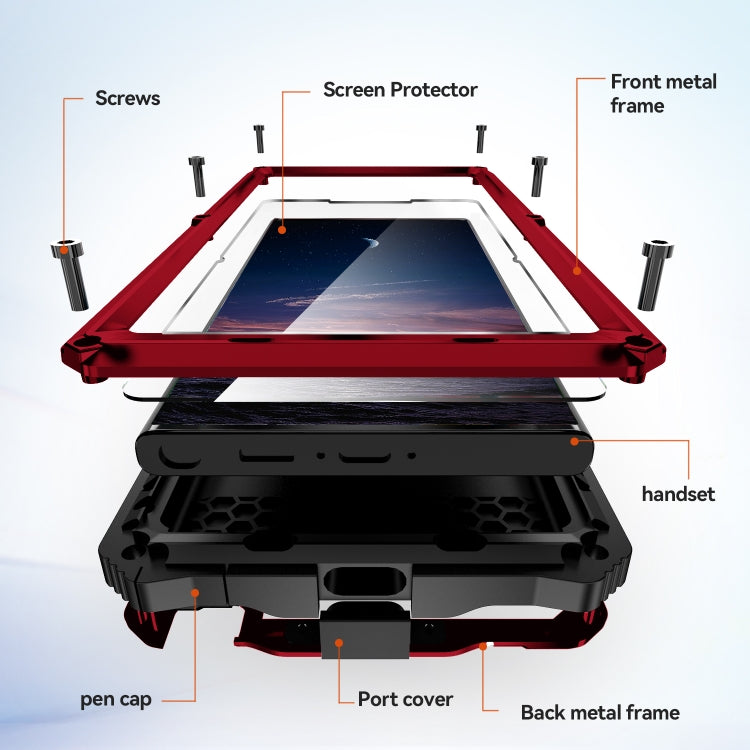 For Samsung Galaxy S24 Ultra 5G R-JUST Life Waterproof Dustproof Shockproof Holder Phone Case(Red) - HoMEdemic™ 