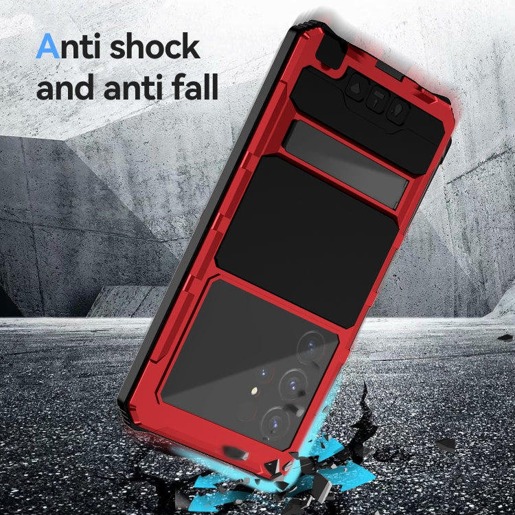 For Samsung Galaxy S24 Ultra 5G R-JUST Life Waterproof Dustproof Shockproof Holder Phone Case(Red) - HoMEdemic™ 