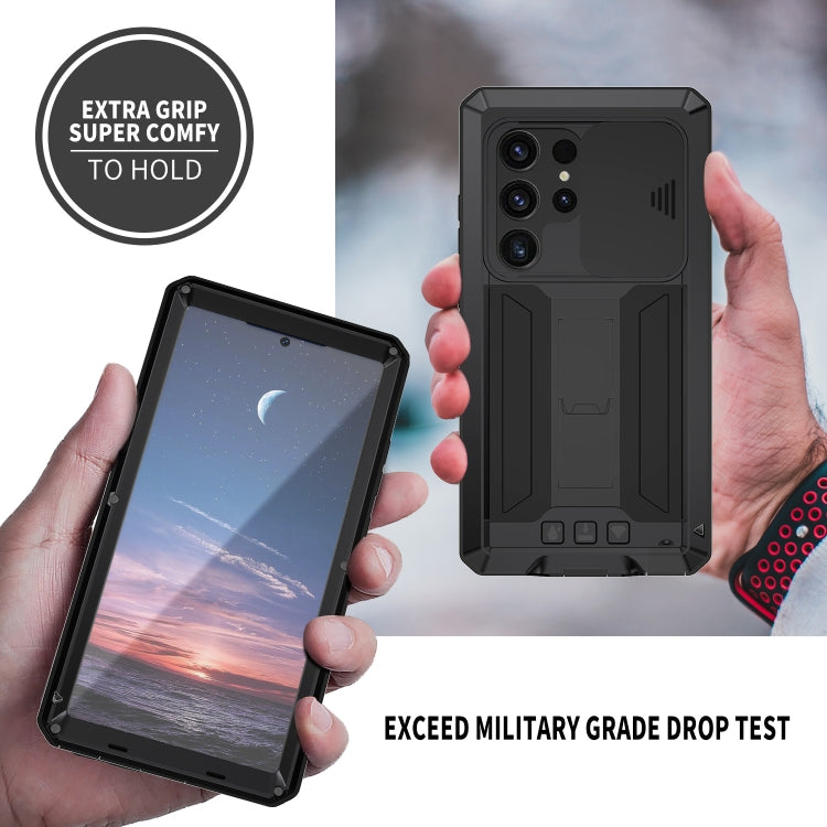 For Samsung Galaxy S24 Ultra 5G R-JUST Sliding Camera Life Waterproof Holder Phone Case(Black) - HoMEdemic™ 