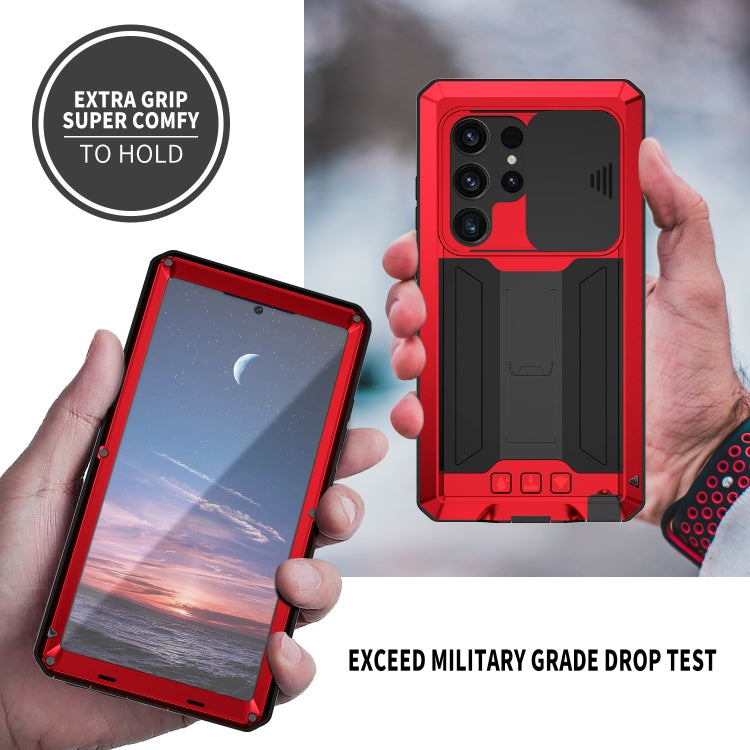 For Samsung Galaxy S24 Ultra 5G R-JUST Sliding Camera Life Waterproof Holder Phone Case(Red) - HoMEdemic™ 