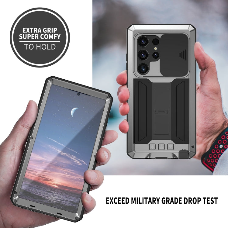 For Samsung Galaxy S24 Ultra 5G R-JUST Sliding Camera Life Waterproof Holder Phone Case(Silver) - HoMEdemic™ 