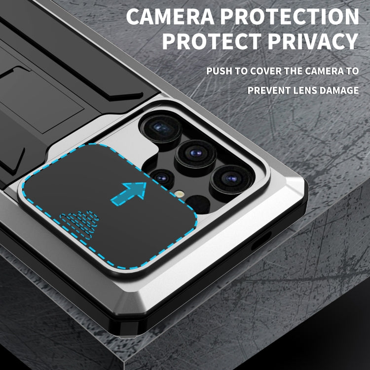 For Samsung Galaxy S24 Ultra 5G R-JUST Sliding Camera Life Waterproof Holder Phone Case(Silver) - HoMEdemic™ 