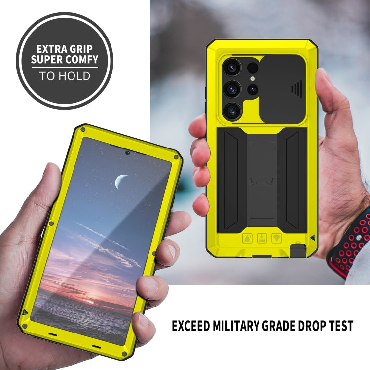 For Samsung Galaxy S24 Ultra 5G R-JUST Sliding Camera Life Waterproof Holder Phone Case(Yellow) - HoMEdemic™ 