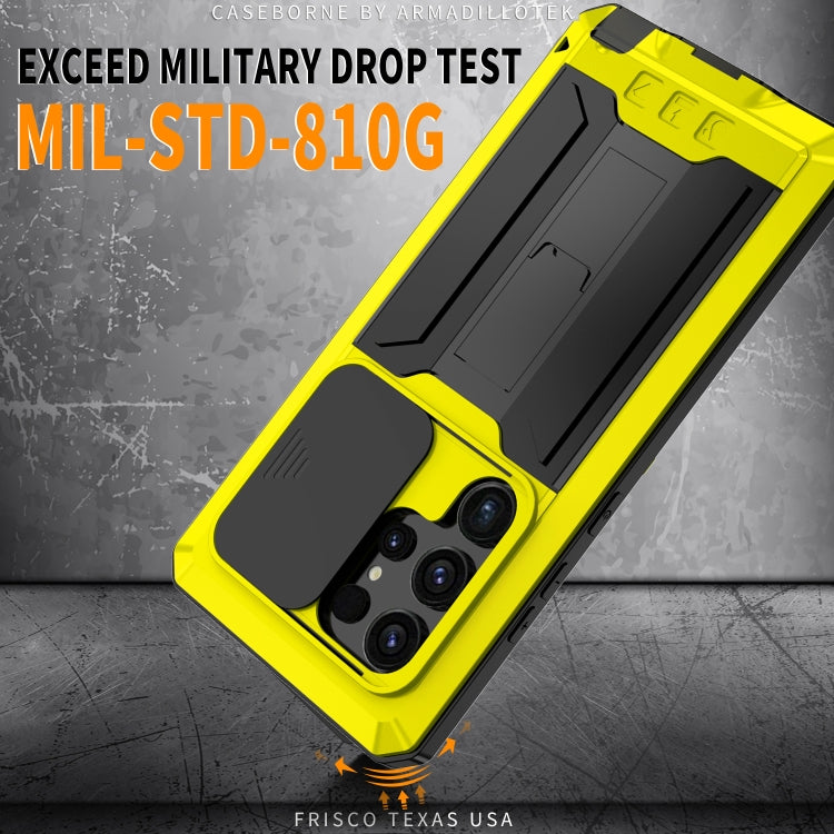 For Samsung Galaxy S24 Ultra 5G R-JUST Sliding Camera Life Waterproof Holder Phone Case(Yellow) - HoMEdemic™ 