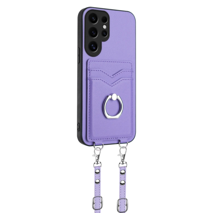 For Samsung Galaxy S24 Ultra 5G R20 Crossbody Rope Ring Card Holder Phone Case(Purple) - HoMEdemic™ 