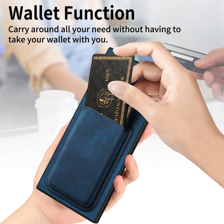 For Samsung Galaxy S24 Ultra 5G Retro Leather Card Bag Magnetic Phone Case(Blue) - HoMEdemic™ 