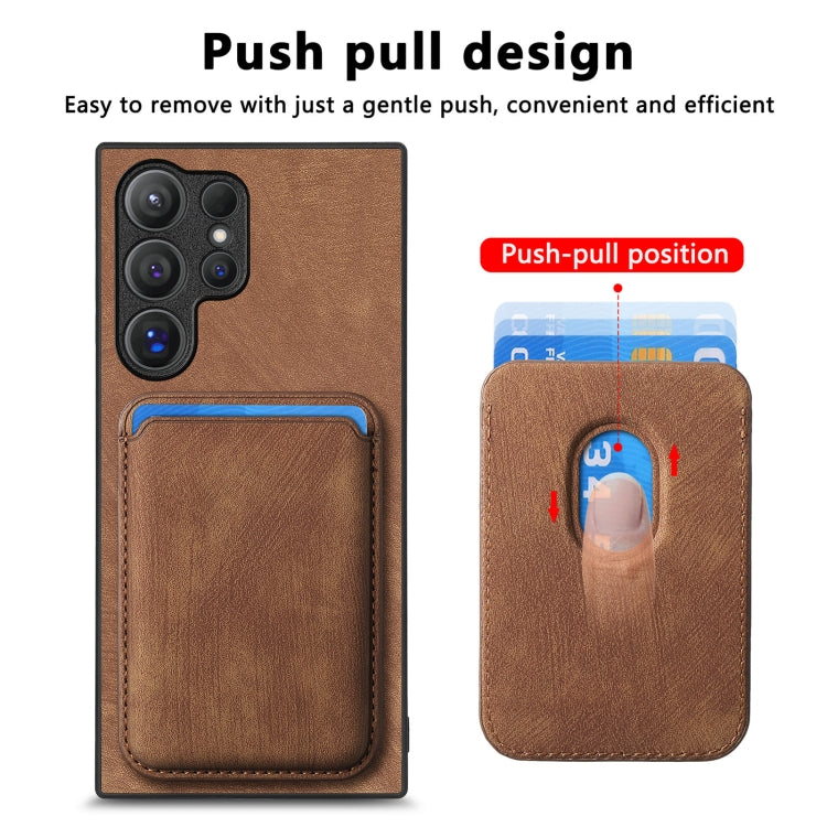 For Samsung Galaxy S24 Ultra 5G Retro Leather Card Bag Magnetic Phone Case(Brown) - HoMEdemic™ 