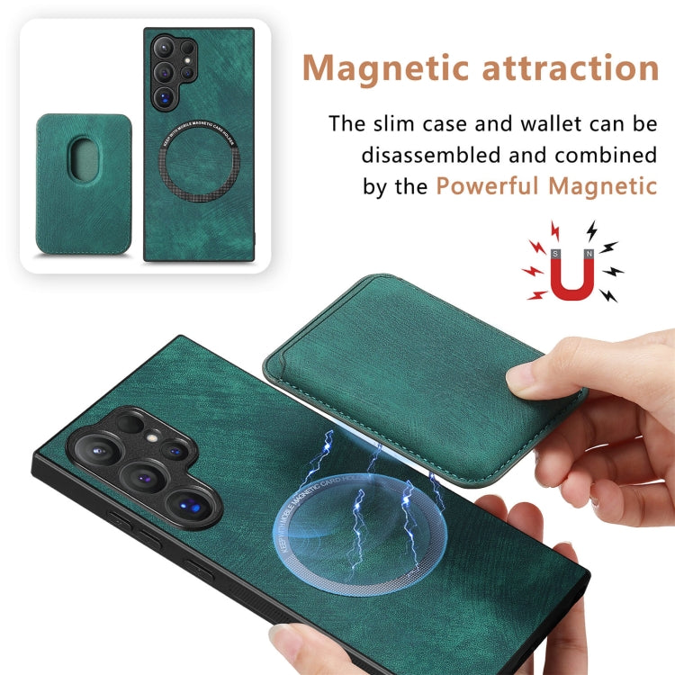For Samsung Galaxy S24 Ultra 5G Retro Leather Card Bag Magnetic Phone Case(Green) - HoMEdemic™ 