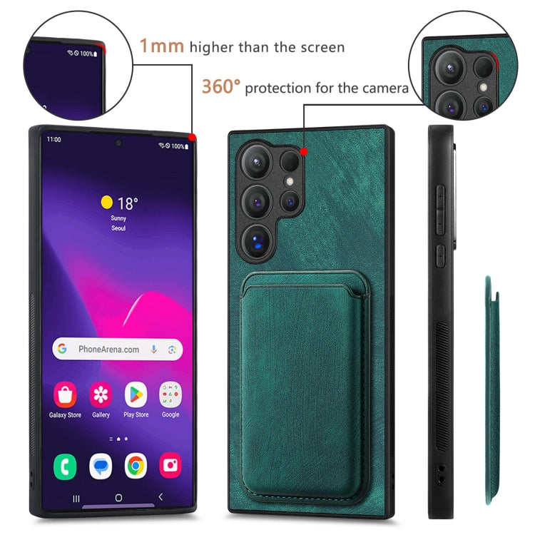 For Samsung Galaxy S24 Ultra 5G Retro Leather Card Bag Magnetic Phone Case(Green) - HoMEdemic™ 