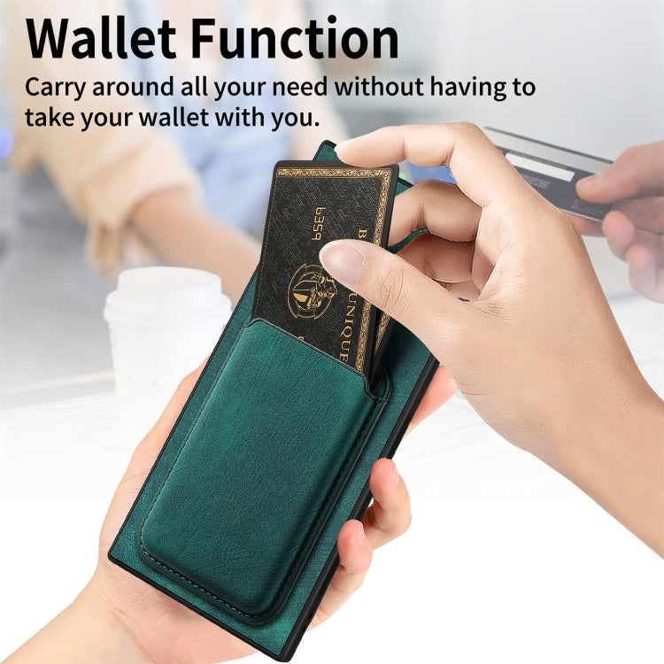 For Samsung Galaxy S24 Ultra 5G Retro Leather Card Bag Magnetic Phone Case(Green) - HoMEdemic™ 