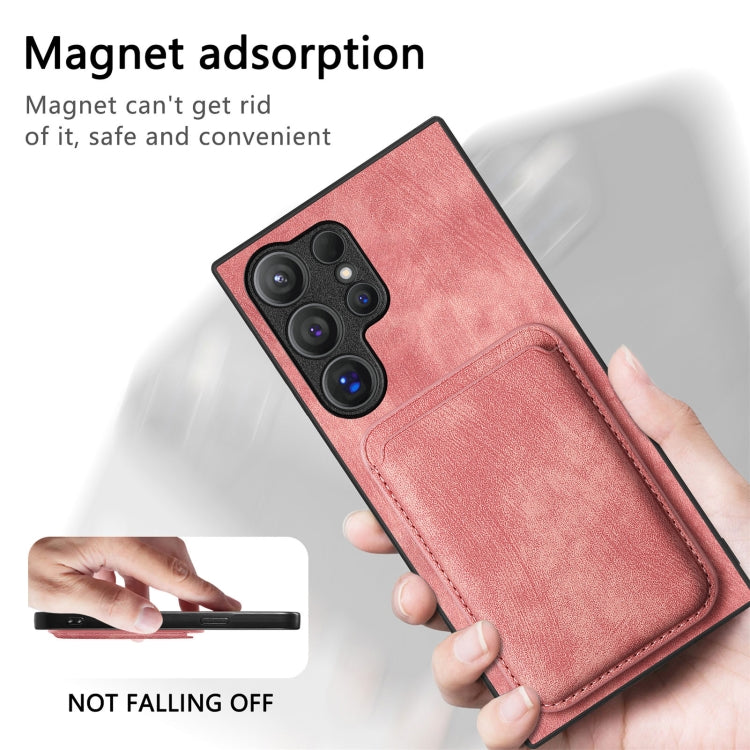 For Samsung Galaxy S24 Ultra 5G Retro Leather Card Bag Magnetic Phone Case(Pink) - HoMEdemic™ 