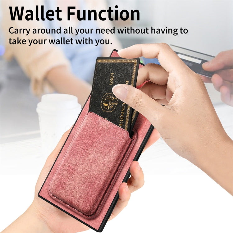 For Samsung Galaxy S24 Ultra 5G Retro Leather Card Bag Magnetic Phone Case(Pink) - HoMEdemic™ 