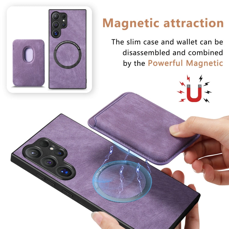 For Samsung Galaxy S24 Ultra 5G Retro Leather Card Bag Magnetic Phone Case(Purple) - HoMEdemic™ 