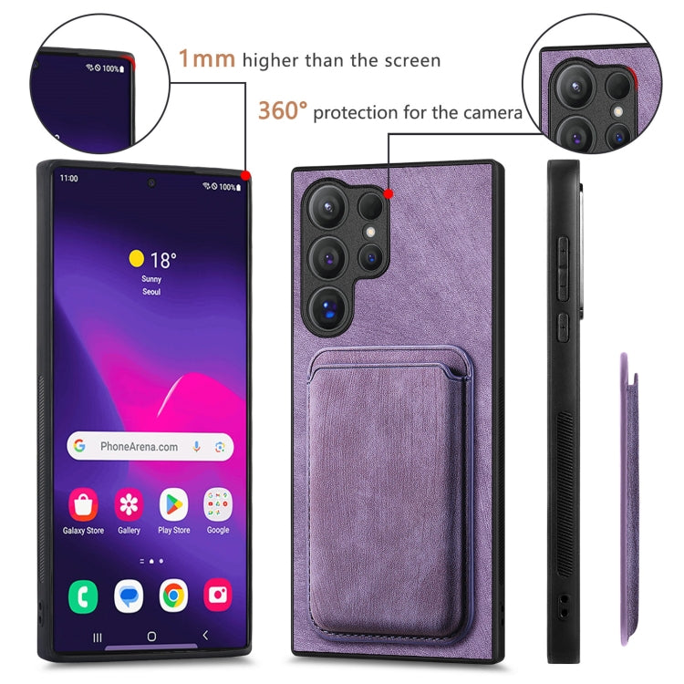 For Samsung Galaxy S24 Ultra 5G Retro Leather Card Bag Magnetic Phone Case(Purple) - HoMEdemic™ 