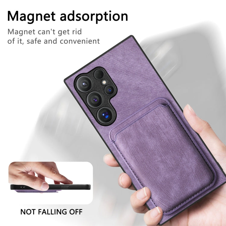 For Samsung Galaxy S24 Ultra 5G Retro Leather Card Bag Magnetic Phone Case(Purple) - HoMEdemic™ 
