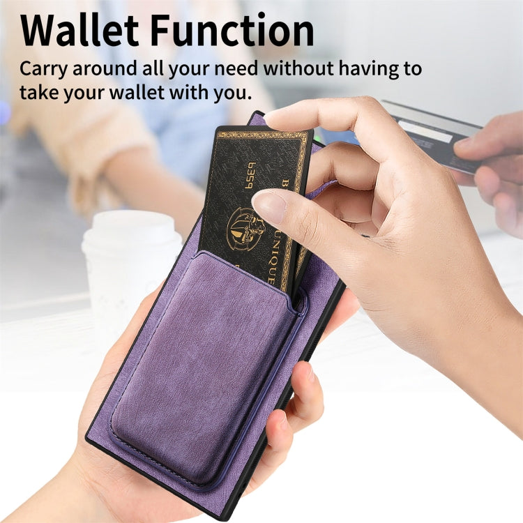 For Samsung Galaxy S24 Ultra 5G Retro Leather Card Bag Magnetic Phone Case(Purple) - HoMEdemic™ 