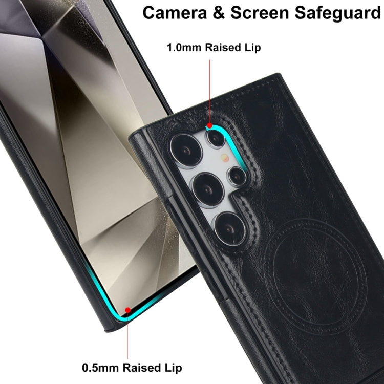 For Samsung Galaxy S24 Ultra 5G Retro Leather Invisible Stand MagSafe Phone Case(Black) - HoMEdemic™ 