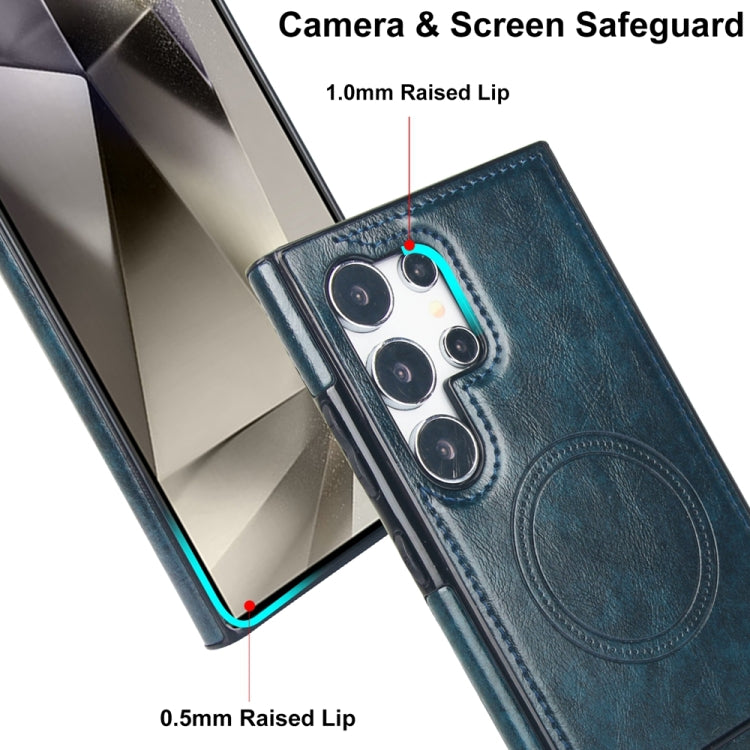 For Samsung Galaxy S24 Ultra 5G Retro Leather Invisible Stand MagSafe Phone Case(Blue) - HoMEdemic™ 