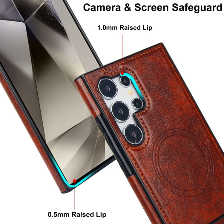For Samsung Galaxy S24 Ultra 5G Retro Leather Invisible Stand MagSafe Phone Case(Brown) - HoMEdemic™ 