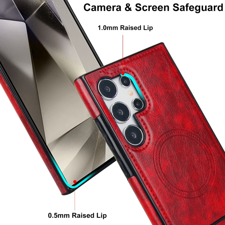 For Samsung Galaxy S24 Ultra 5G Retro Leather Invisible Stand MagSafe Phone Case(Red) - HoMEdemic™ 