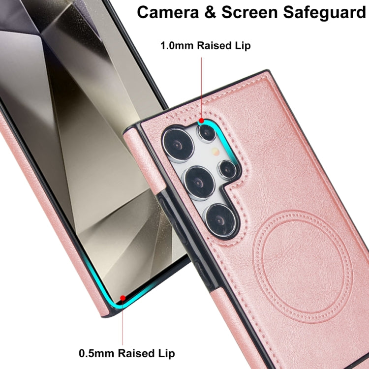 For Samsung Galaxy S24 Ultra 5G Retro Leather Invisible Stand MagSafe Phone Case(Rose Gold) - HoMEdemic™ 