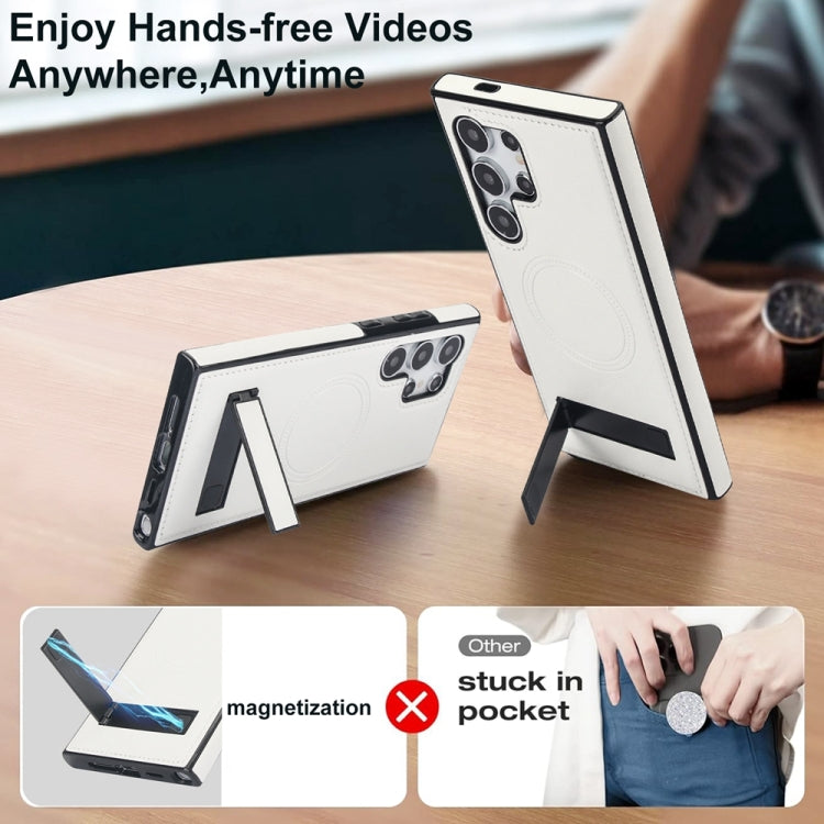 For Samsung Galaxy S24 Ultra 5G Retro Leather Invisible Stand MagSafe Phone Case(White) - HoMEdemic™ 