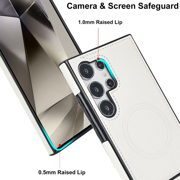 For Samsung Galaxy S24 Ultra 5G Retro Leather Invisible Stand MagSafe Phone Case(White) - HoMEdemic™ 