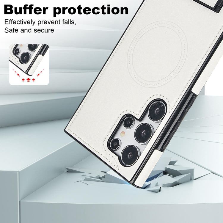 For Samsung Galaxy S24 Ultra 5G Retro Leather Invisible Stand MagSafe Phone Case(White) - HoMEdemic™ 