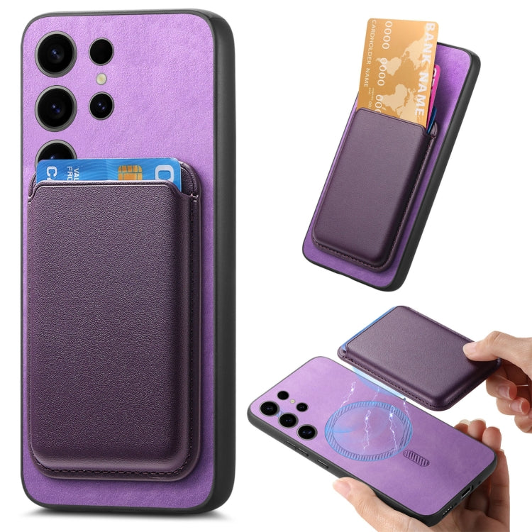 For Samsung Galaxy S24 Ultra 5G Retro Magsafe Card Bag PU Back Cover Phone Case(Purple) - HoMEdemic™ 