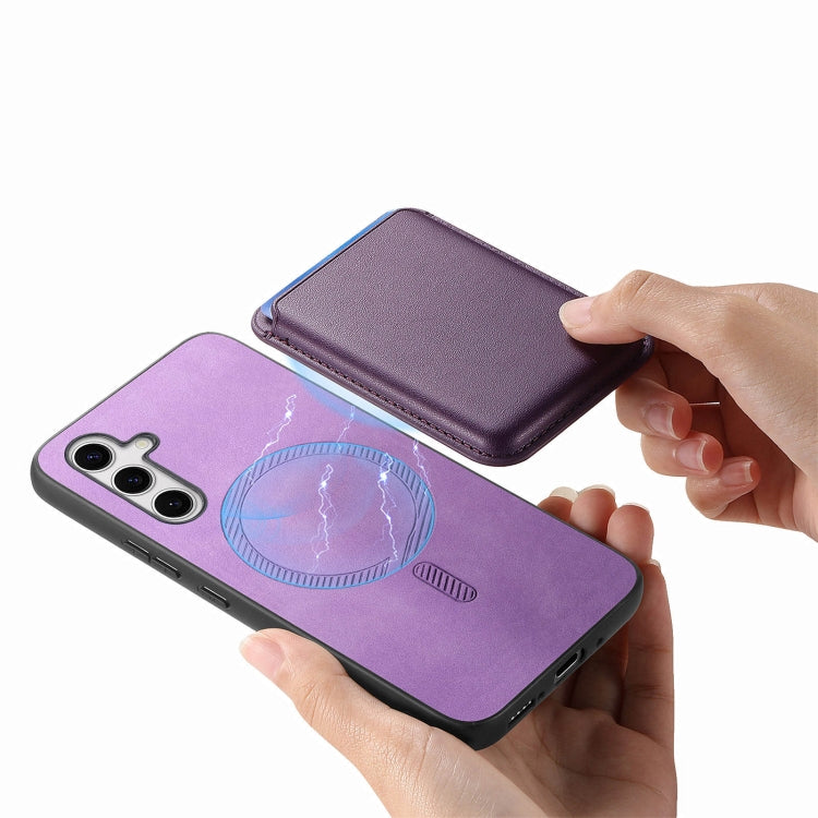 For Samsung Galaxy S24 Ultra 5G Retro Magsafe Card Bag PU Back Cover Phone Case(Purple) - HoMEdemic™ 