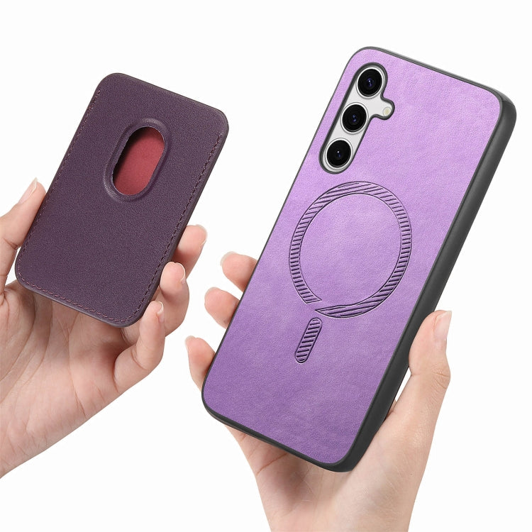 For Samsung Galaxy S24 Ultra 5G Retro Magsafe Card Bag PU Back Cover Phone Case(Purple) - HoMEdemic™ 