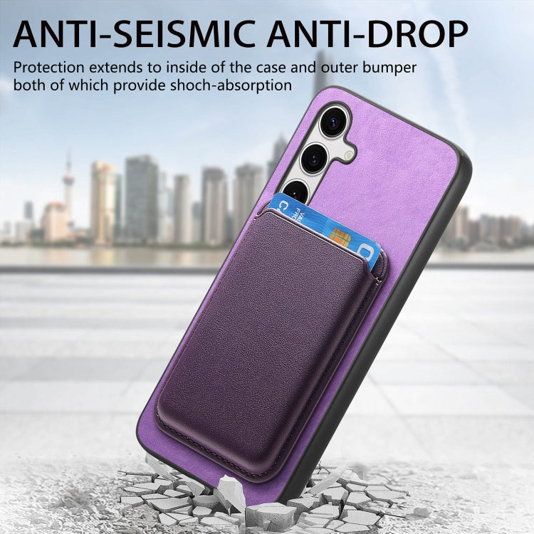 For Samsung Galaxy S24 Ultra 5G Retro Magsafe Card Bag PU Back Cover Phone Case(Purple) - HoMEdemic™ 