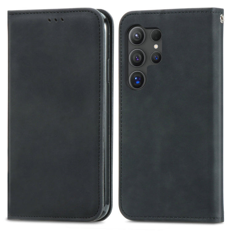For Samsung Galaxy S24 Ultra 5G Retro Skin Feel Magnetic Leather Phone Case(Black) - HoMEdemic™ 