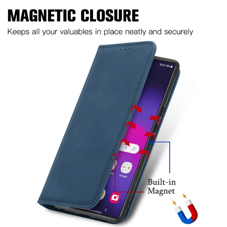 For Samsung Galaxy S24 Ultra 5G Retro Skin Feel Magnetic Leather Phone Case(Blue) - HoMEdemic™ 